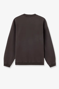Stone island men’s organic cotton sweatshirt grey with long sleeves and ribbed cuffs shown in dark brown crewneck style