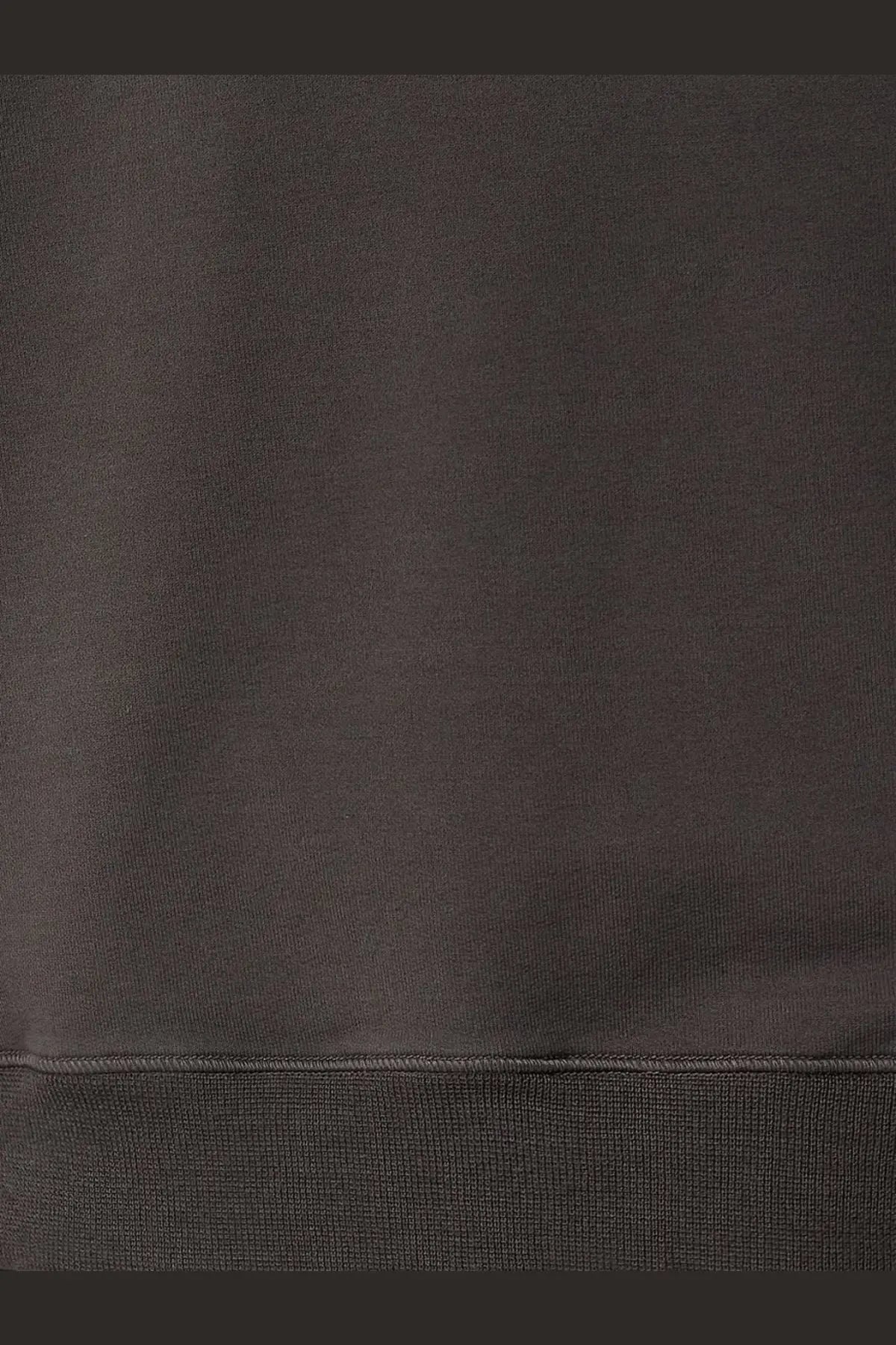 Stone island men’s organic cotton sweatshirt grey showing dark gray cotton hem with ribbed knit detailing