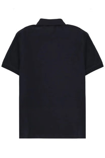 Stone Island men’s black short-sleeved polo shirt with classic collar and neatly stitched seams