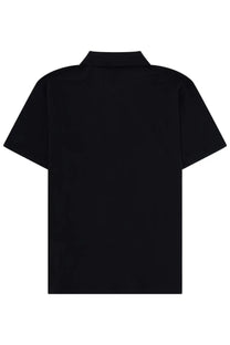 Stone island men’s black short-sleeved polo shirt with classic collar minimalist design for casual wear