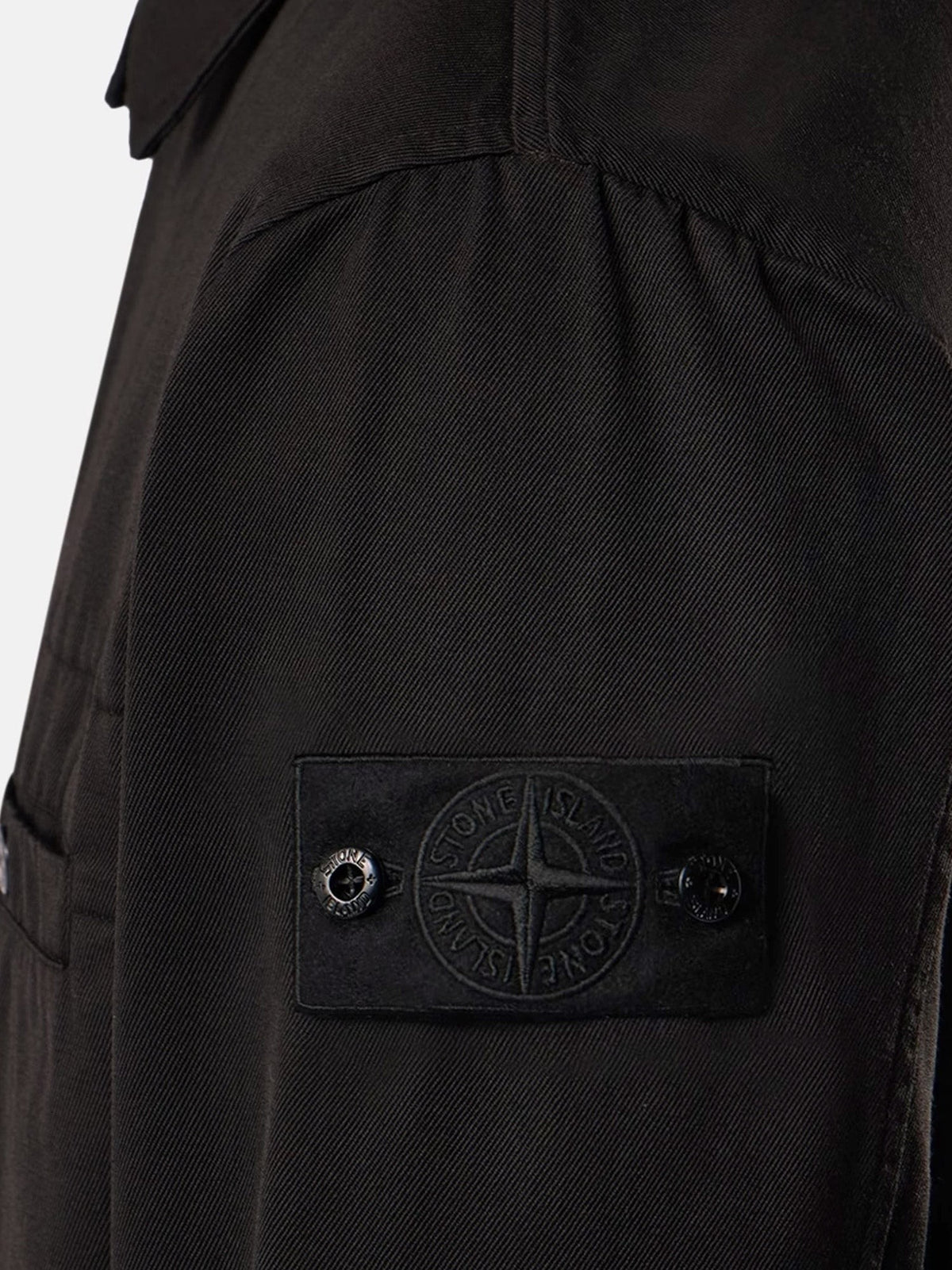Stone Island Men's Raw Hand Wool Cotton Gabardine TC Si: Ghost Wool and Cotton Blend Jacket Black, view 3