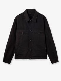 Stone Island Men's Raw Hand Wool Cotton Gabardine TC Si: Ghost Wool and Cotton Blend Jacket Black