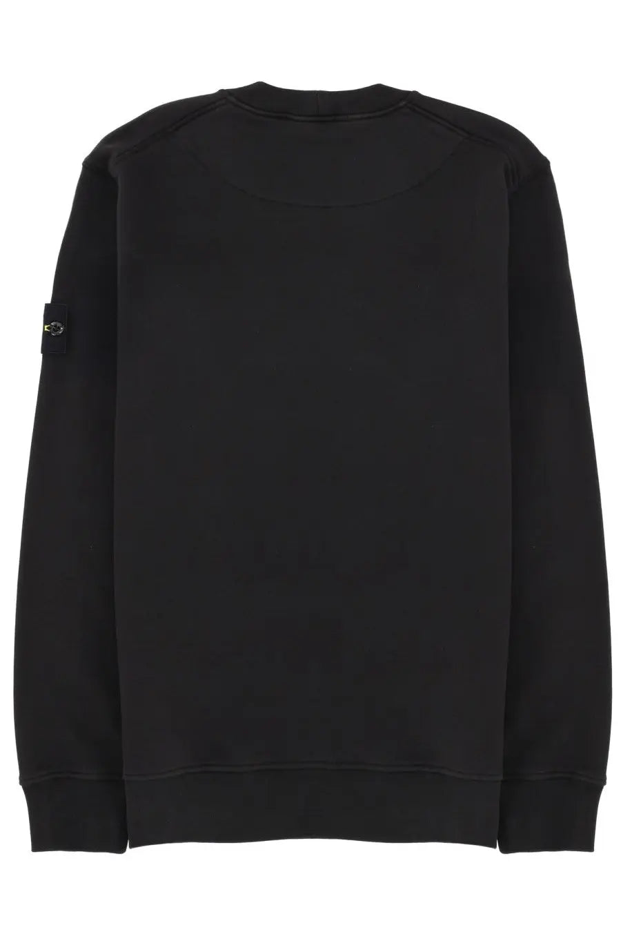 Stone Island men’s regular fit black sweatshirt with long sleeves and subtle logo patch on the left sleeve