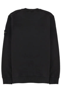 Stone Island men’s regular fit black sweatshirt with long sleeves and subtle logo patch on the left sleeve