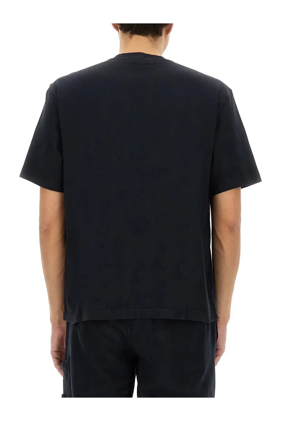 Stone Island men’s short-sleeved crew neck t-shirt in black cotton for casual wear