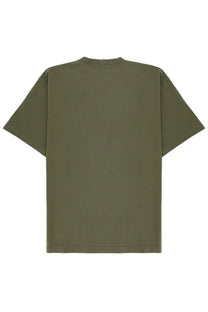 Stone Island men’s olive green oversized cotton t-shirt with classic crew neck and short sleeves front view