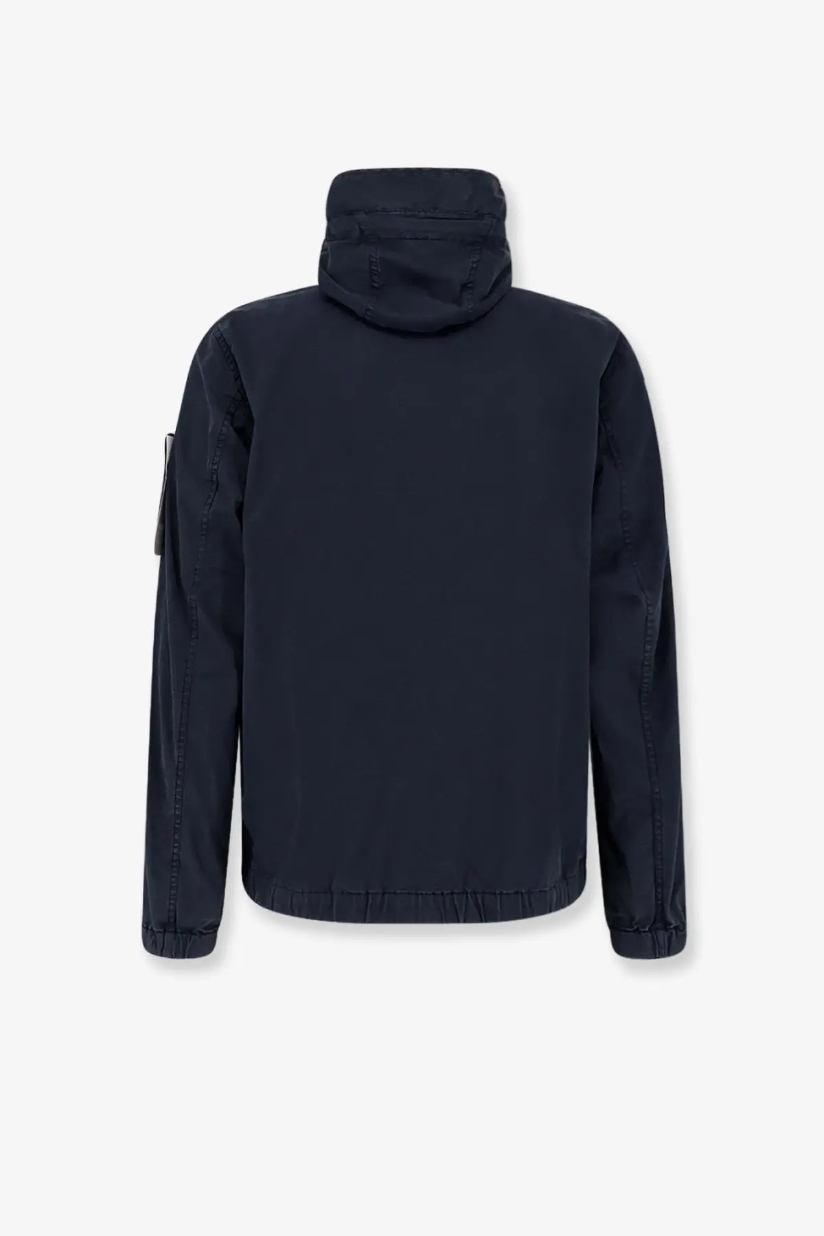 Stone Island men’s stretch cotton twill dark navy hooded jacket with modern design and subtle stitching details