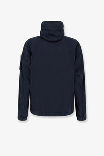 Stone Island men’s stretch cotton twill dark navy hooded jacket with modern design and subtle stitching details