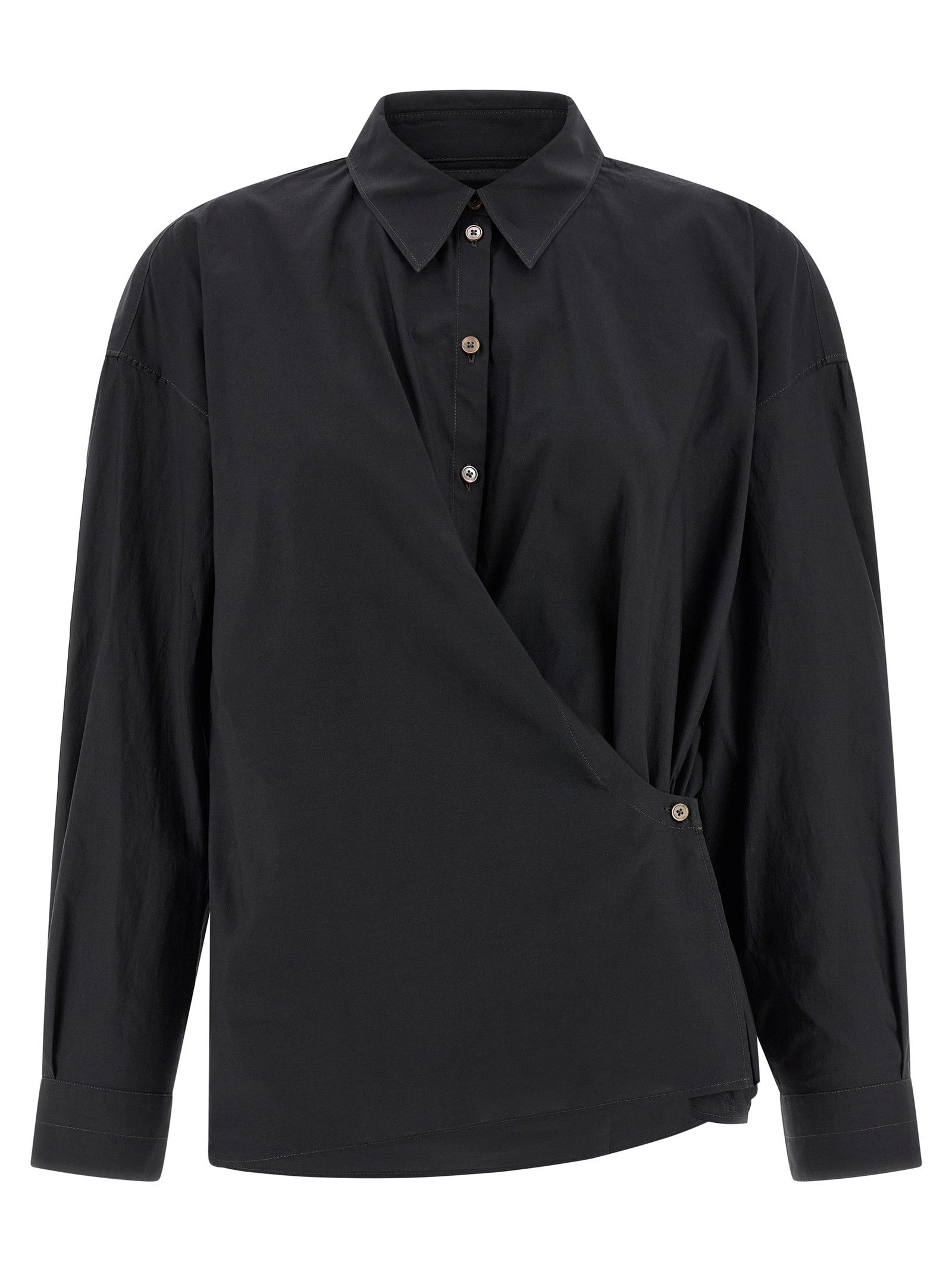 Lemaire Straight Collar Twisted Shirt Black
