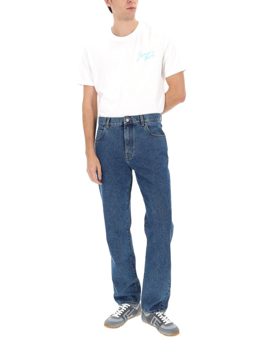 Balmain Men's Straight Denim Jeans Blue