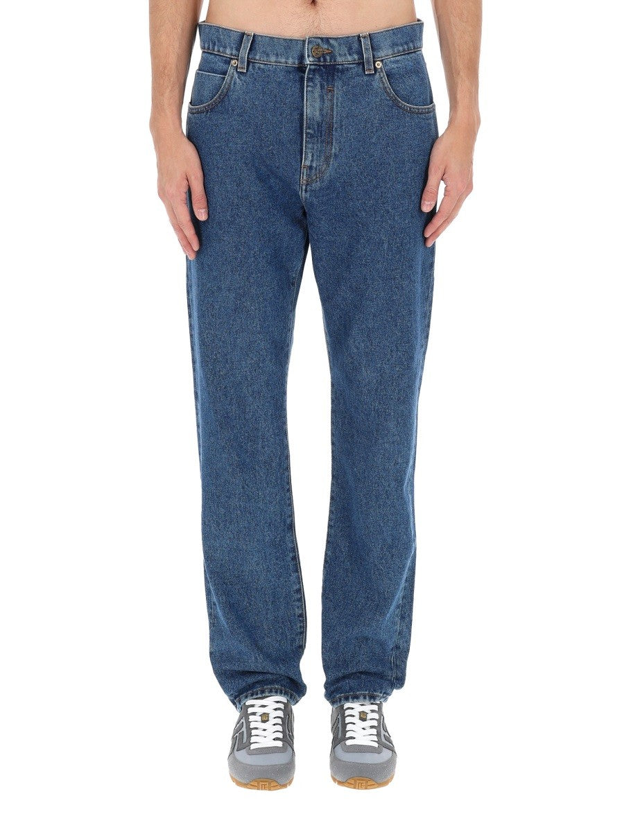 Balmain Men's Straight Denim Jeans Blue
