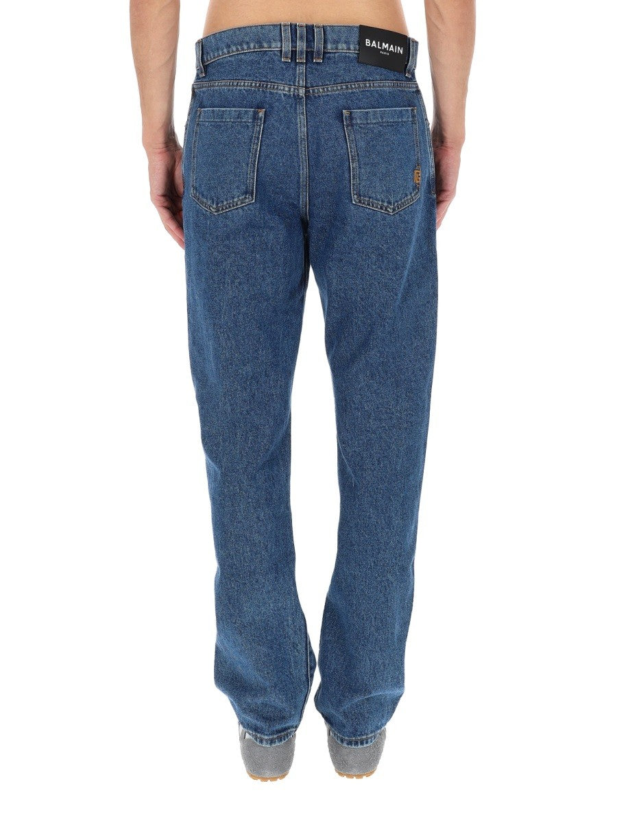Balmain Men's Straight Denim Jeans Blue