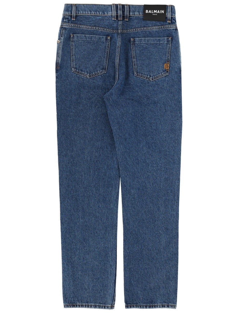 Balmain Men's Straight Denim Jeans Blue