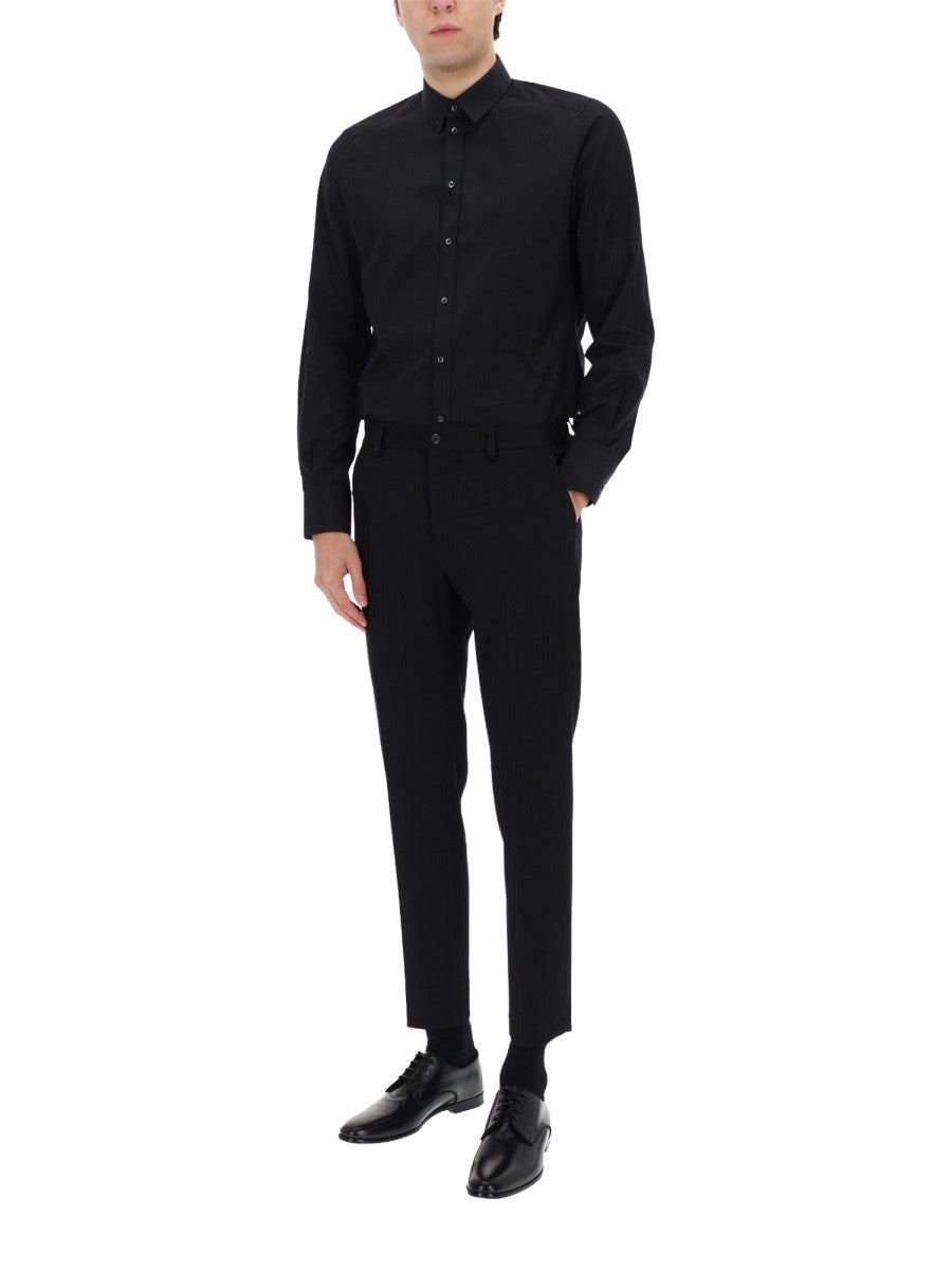 Dolce &amp; Gabbana Men's Straight Wool Pants Black