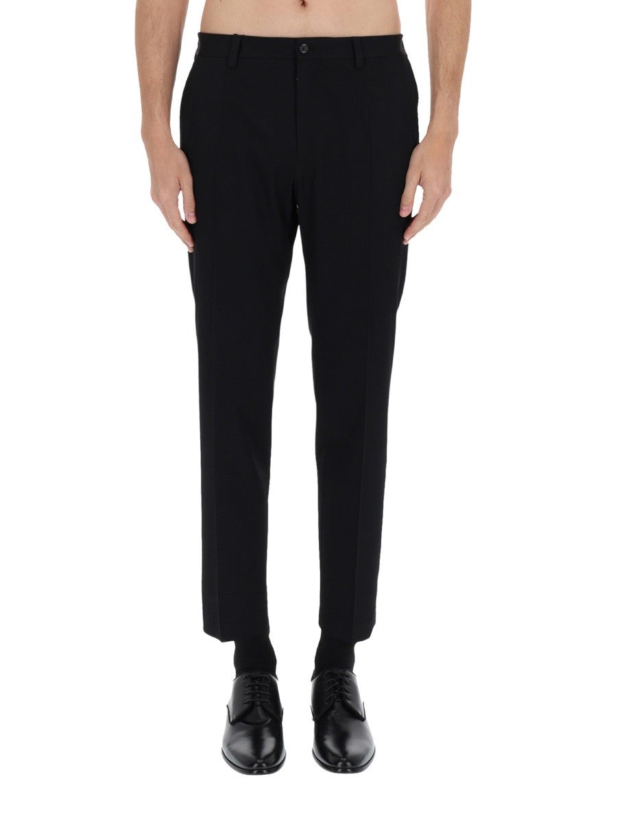 Dolce &amp; Gabbana Men's Straight Wool Pants Black