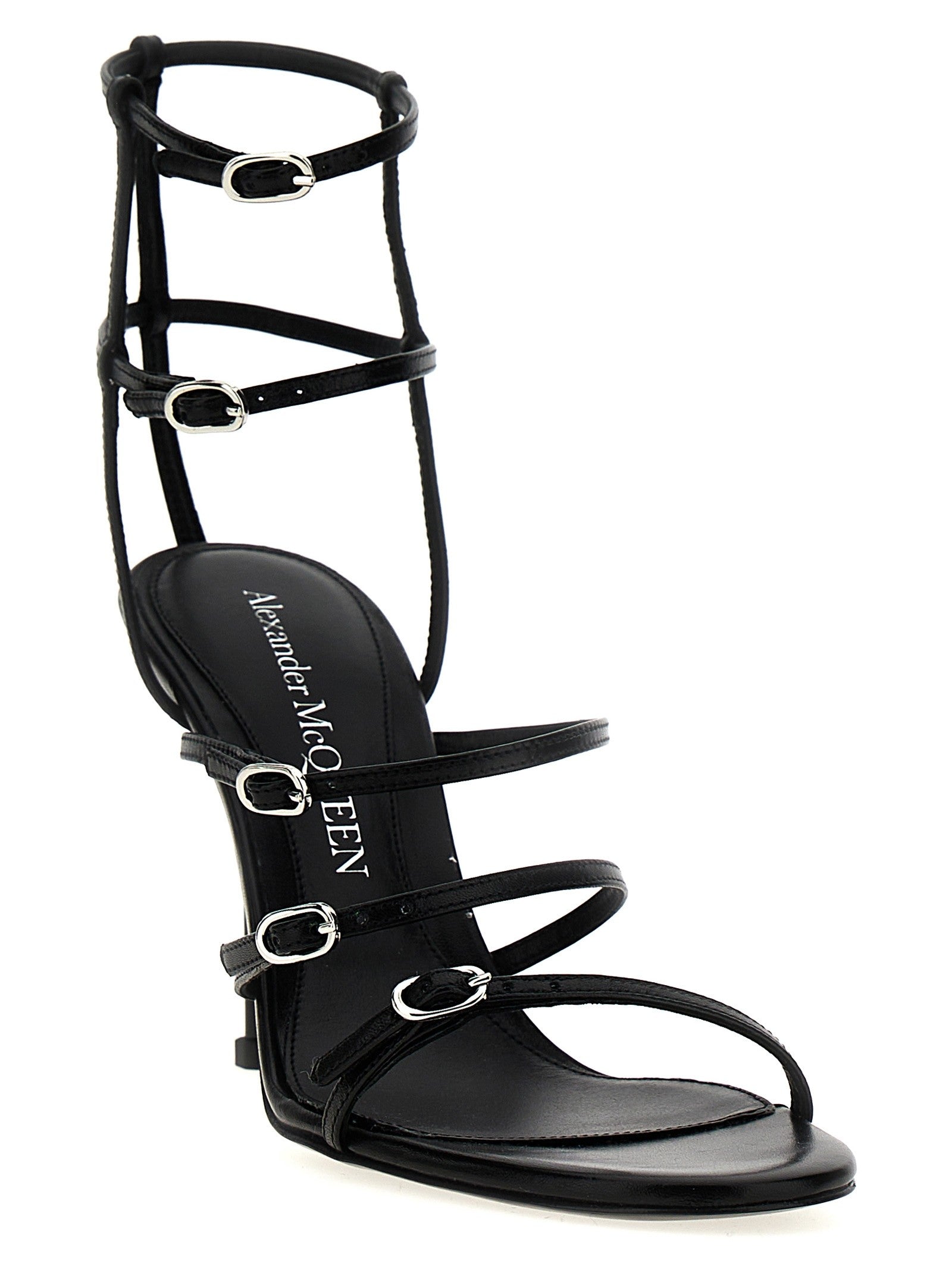 Alexander McQueen Strap Leather Sandals Black