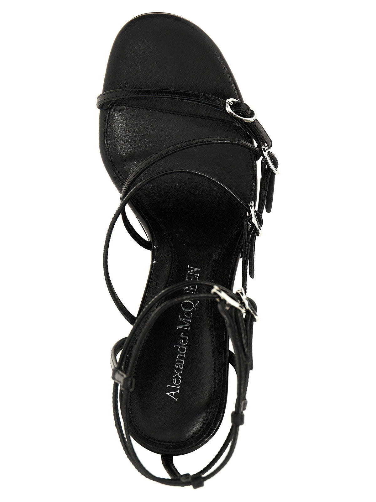 Alexander McQueen Strap Leather Sandals Black, view 4