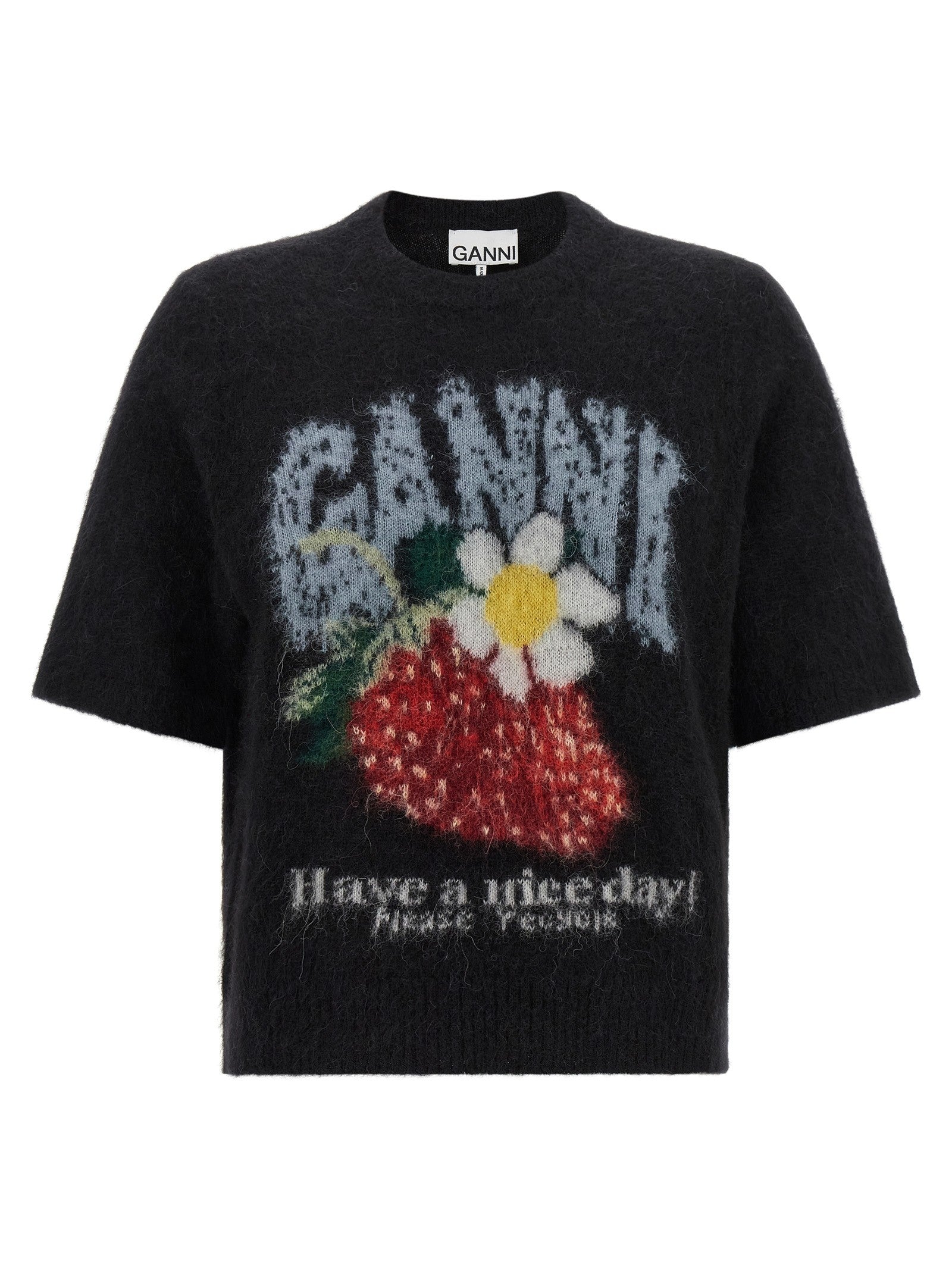 Ganni Strawberry Sweater Black