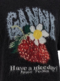 Ganni Strawberry Sweater Black