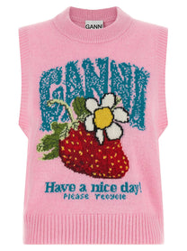 Ganni Strawberry Vest Blue