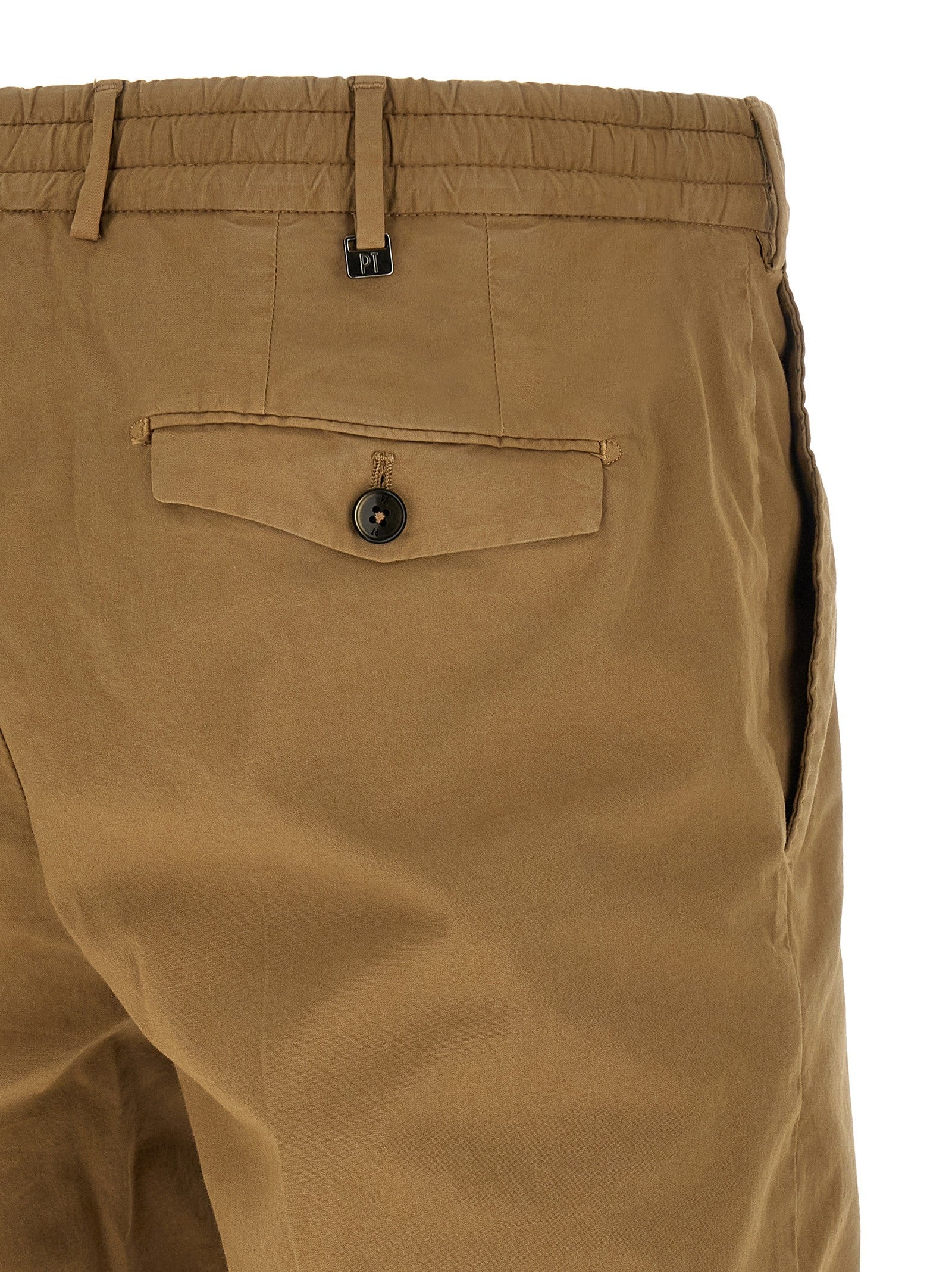 Pt Torino Stretch Cotton Bermuda Shorts Beige