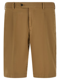 Pt Torino Stretch Cotton Bermuda Shorts Beige