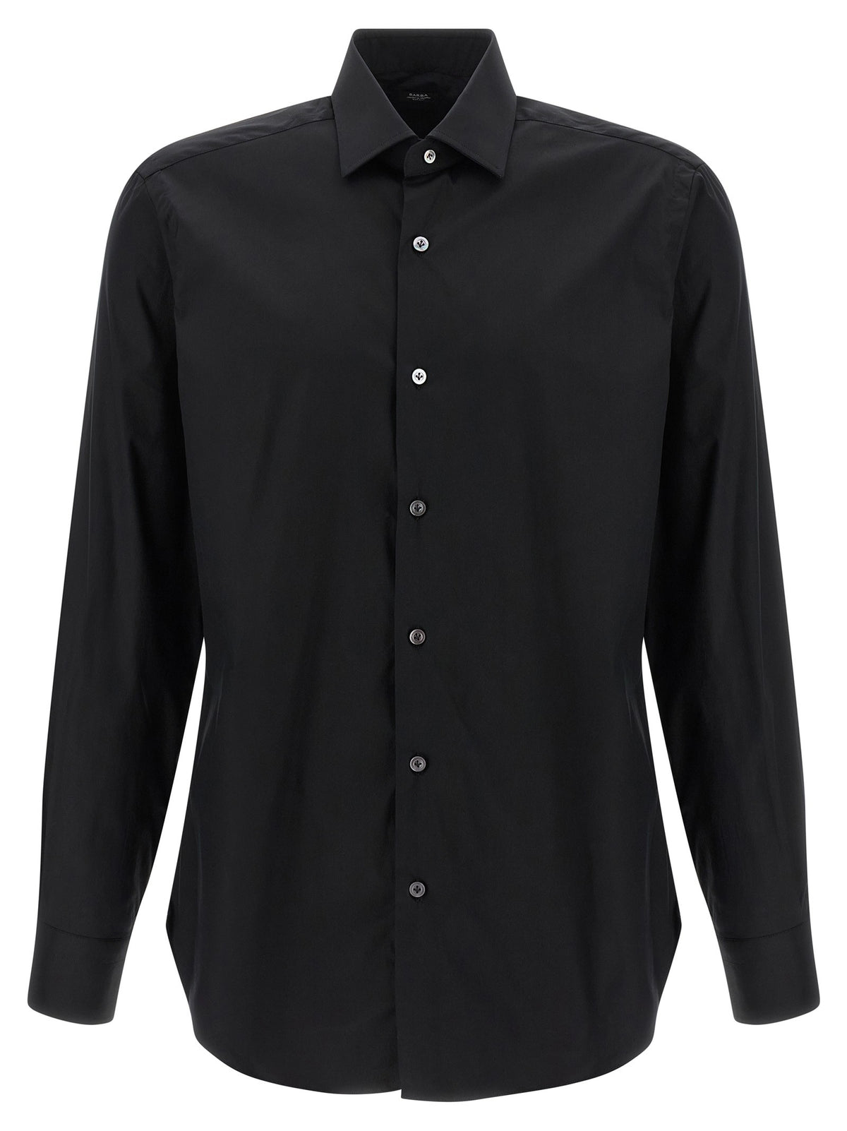 Barba Stretch Cotton Shirt Black