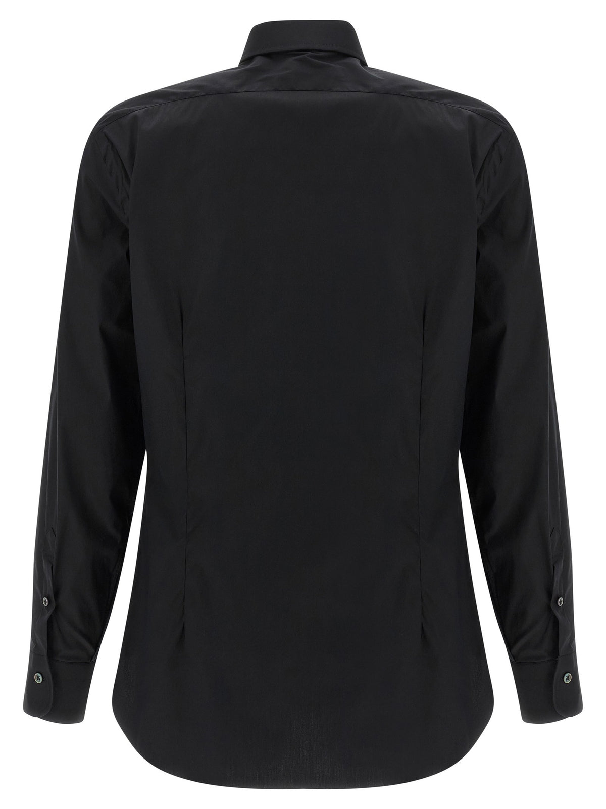 Barba Stretch Cotton Shirt Black
