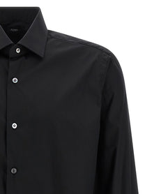 Barba Stretch Cotton Shirt Black