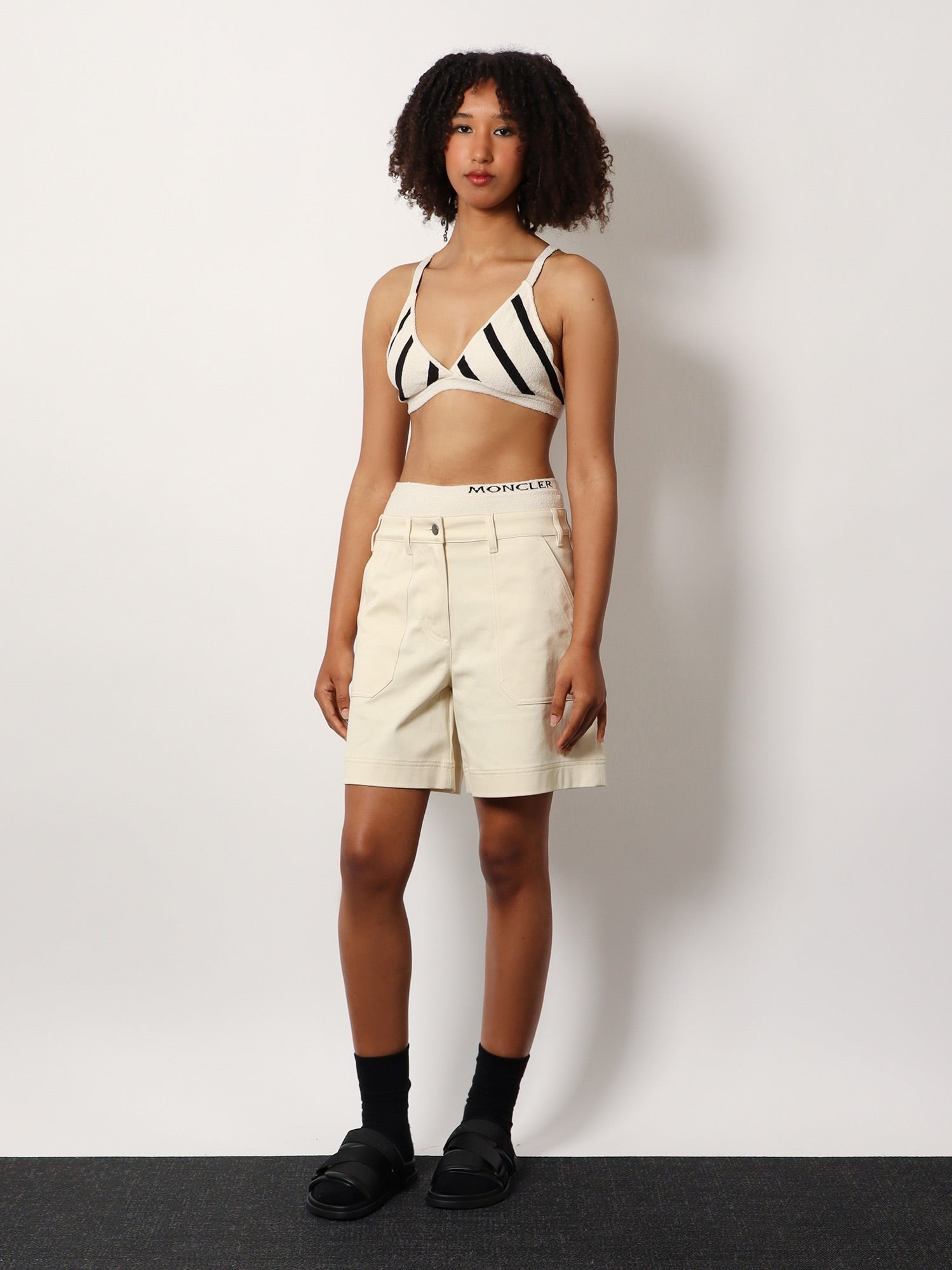 Moncler Women's Stretch Cotton Shorts Beige