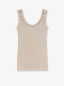 Brunello Cucinelli Women's Stretch Cotton Tank Top OAK BLADES
