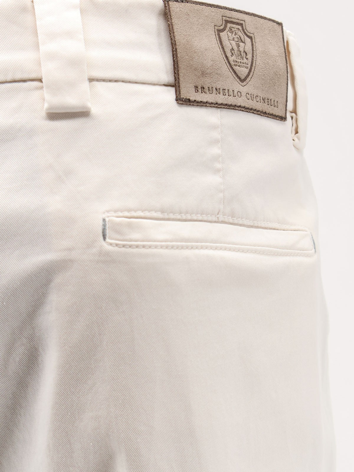Brunello Cucinelli Men's Stretch Cotton Trousers White