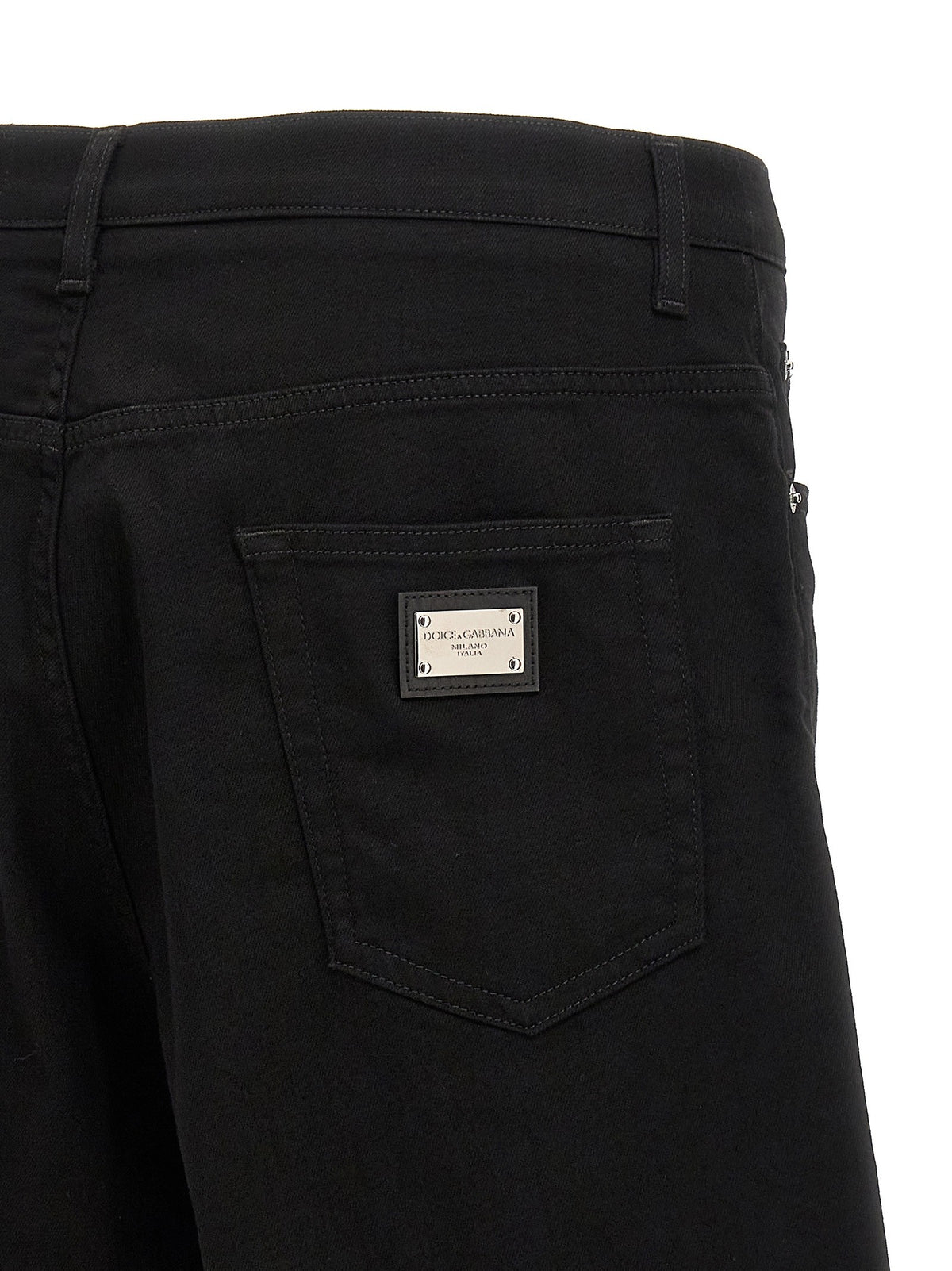 Dolce&amp;Gabbana Stretch Denim Bermuda Shorts Black, view 4