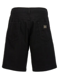 Dolce&amp;Gabbana Stretch Denim Bermuda Shorts Black, view 2