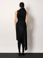 Balenciaga Women's Stretch Fabric Long Asymmetrical Dress Black, view 3