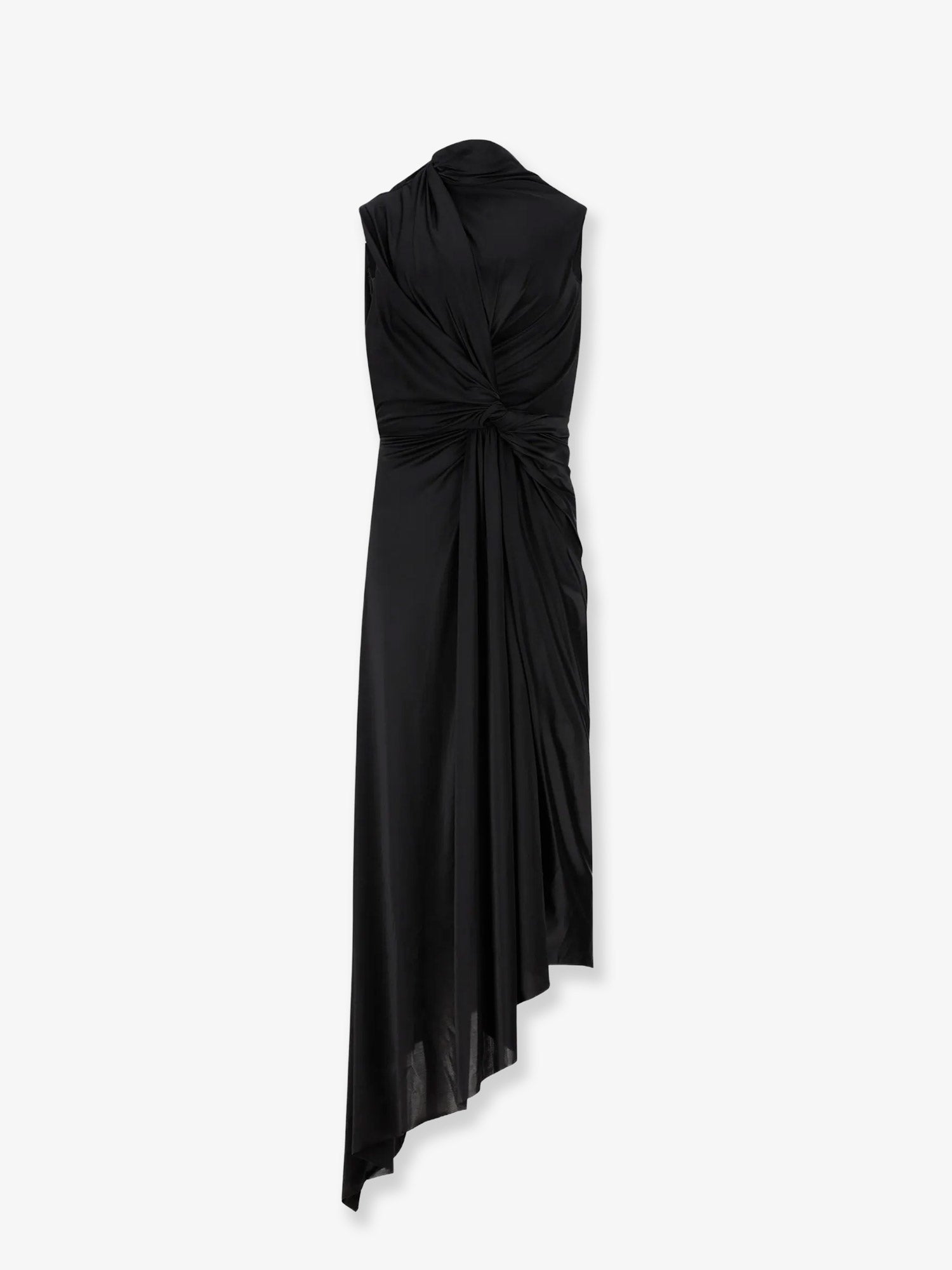 Balenciaga Women's Stretch Fabric Long Asymmetrical Dress Black