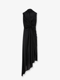 Balenciaga Women's Stretch Fabric Long Asymmetrical Dress Black