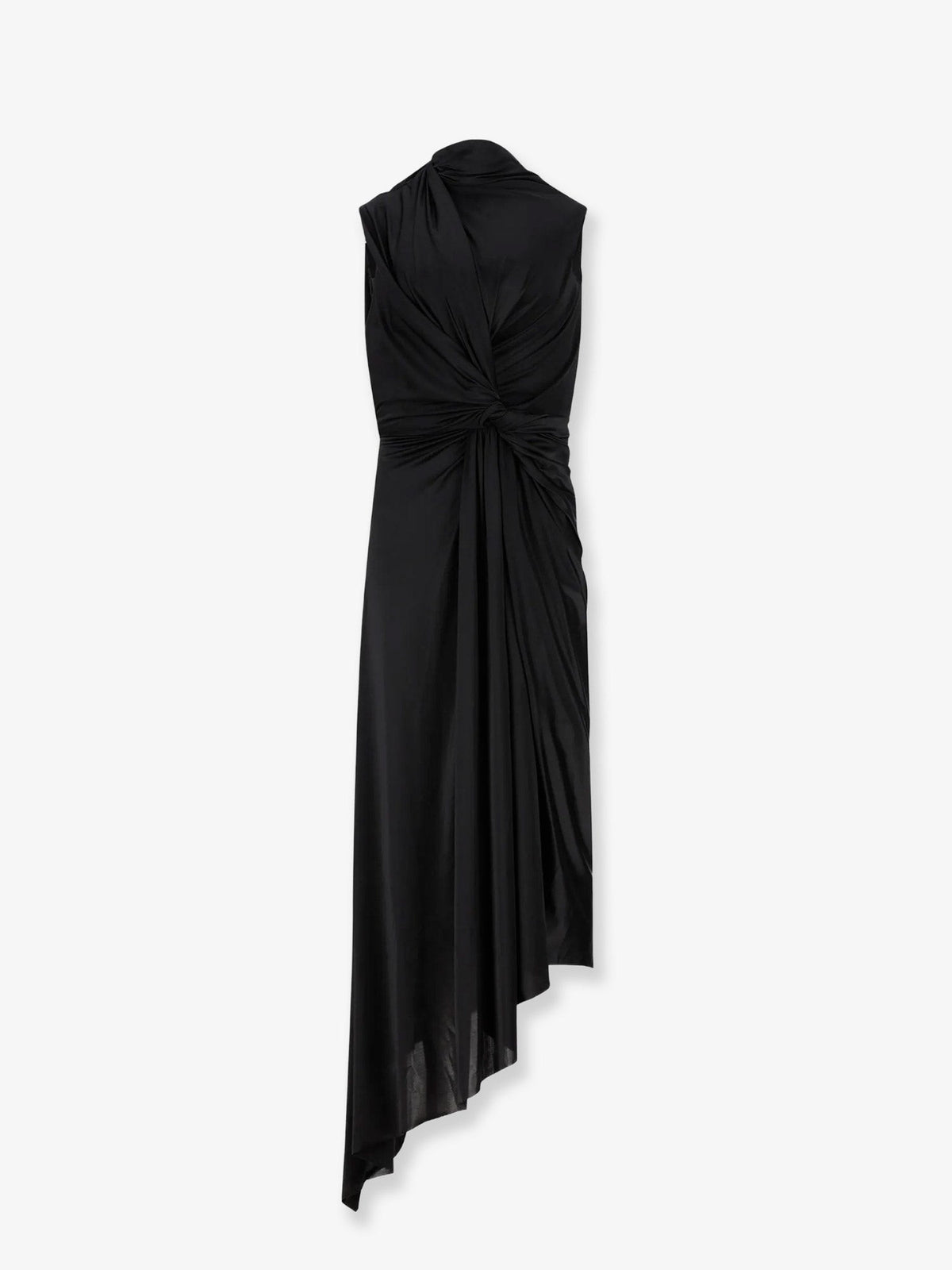 Balenciaga Women's Stretch Fabric Long Asymmetrical Dress Black
