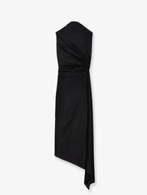 Balenciaga Women's Stretch Fabric Long Asymmetrical Dress Black