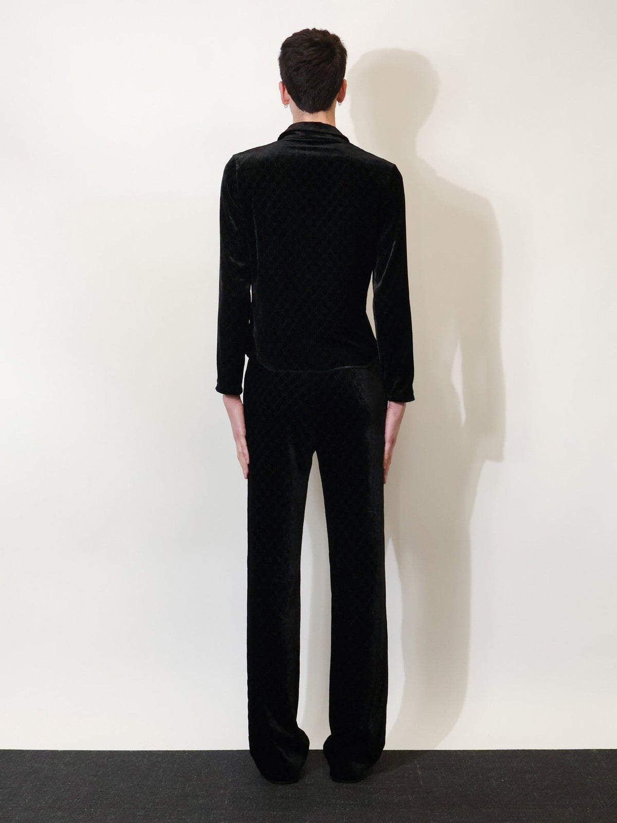 Gucci Men's Stretch GG Dévoré Velvet Shirt Black, view 3