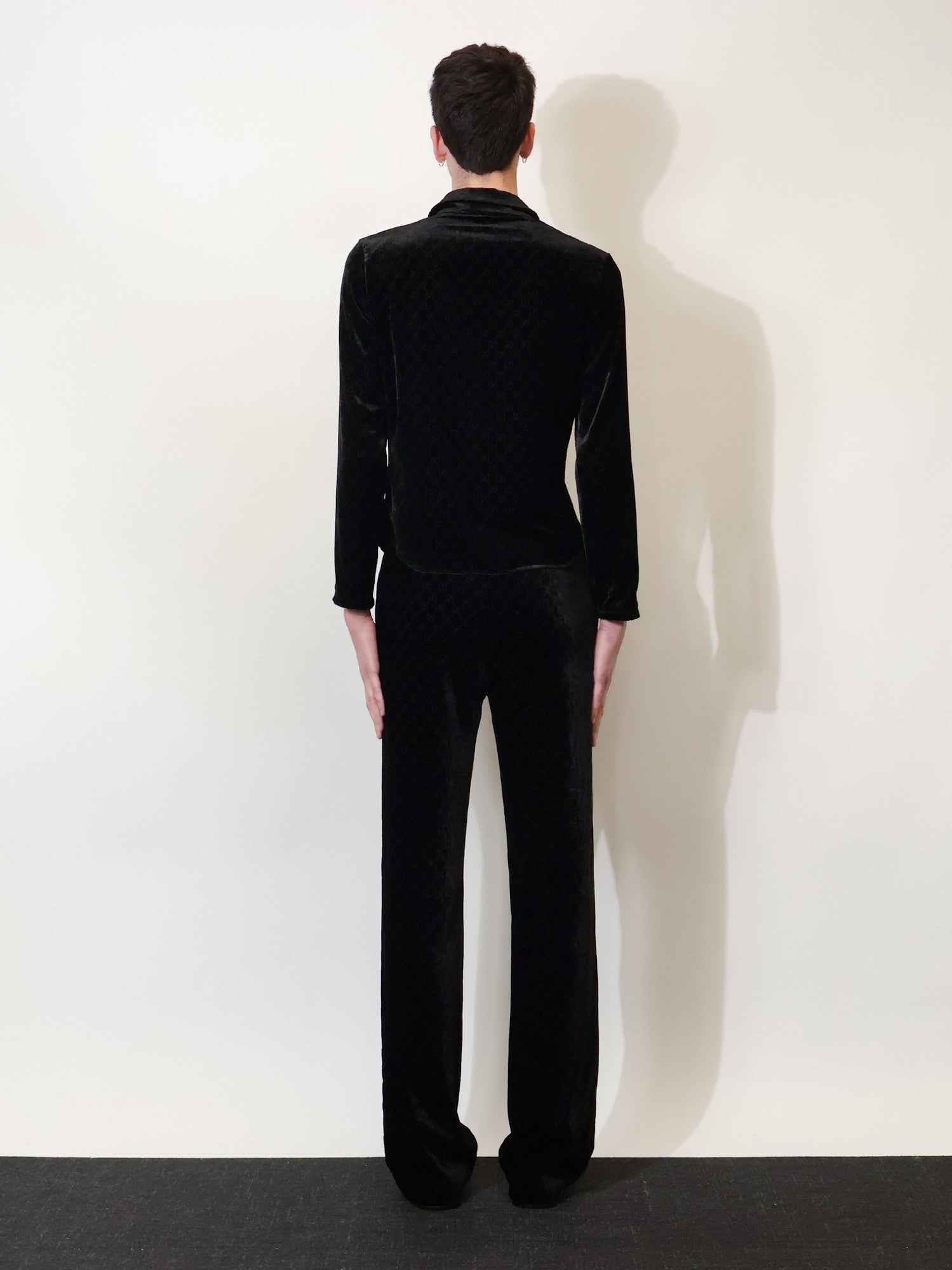 Gucci Men's Stretch GG Évoré Velvet Shirt Black