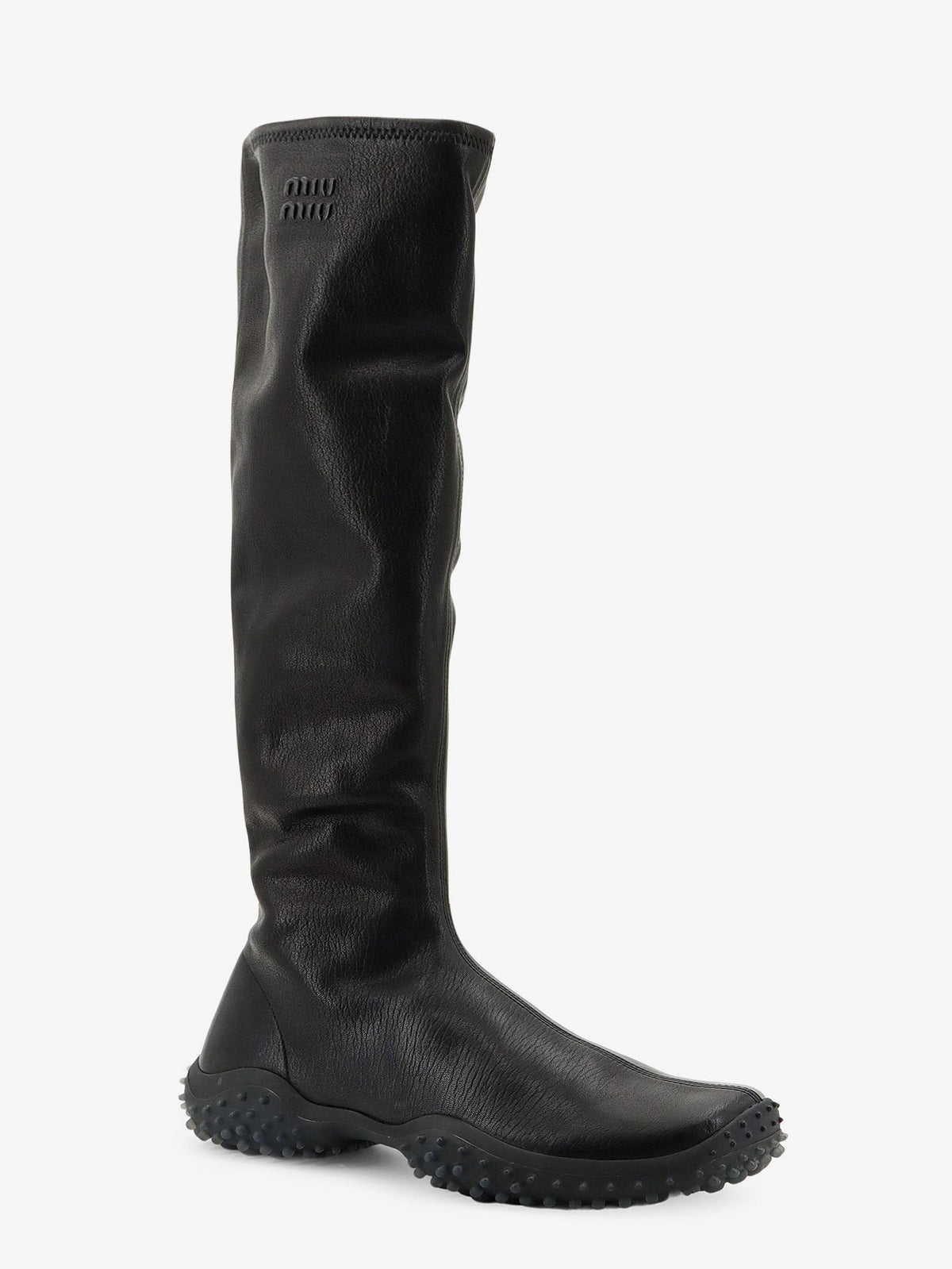 Miu Miu Women's Stretch Leather Boots Black, view 2