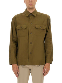 Boss Men's Stretch Linen and Viscose Shirt Brown