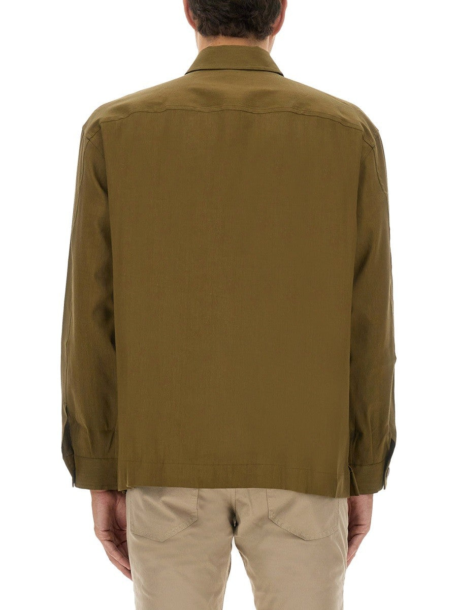 Boss Men's Stretch Linen and Viscose Shirt Brown