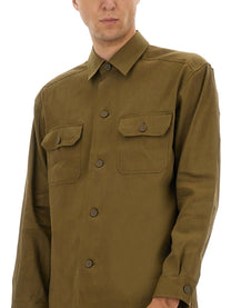 Boss Men's Stretch Linen and Viscose Shirt Brown