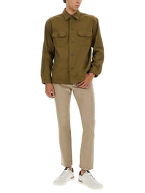 Boss Men's Stretch Linen and Viscose Shirt Brown