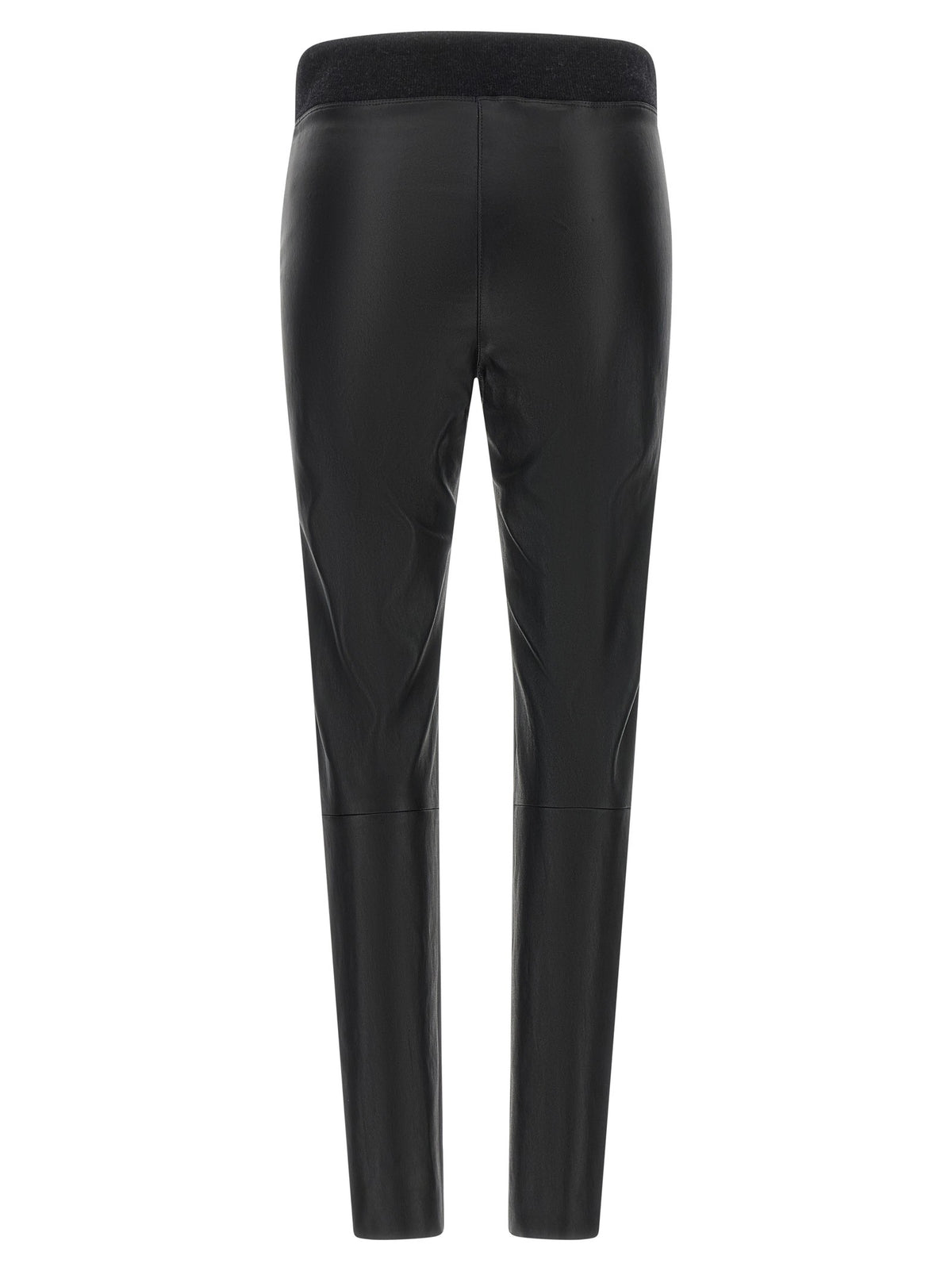 Brunello Cucinelli Stretch Nappa Leather Leggings Black, view 2