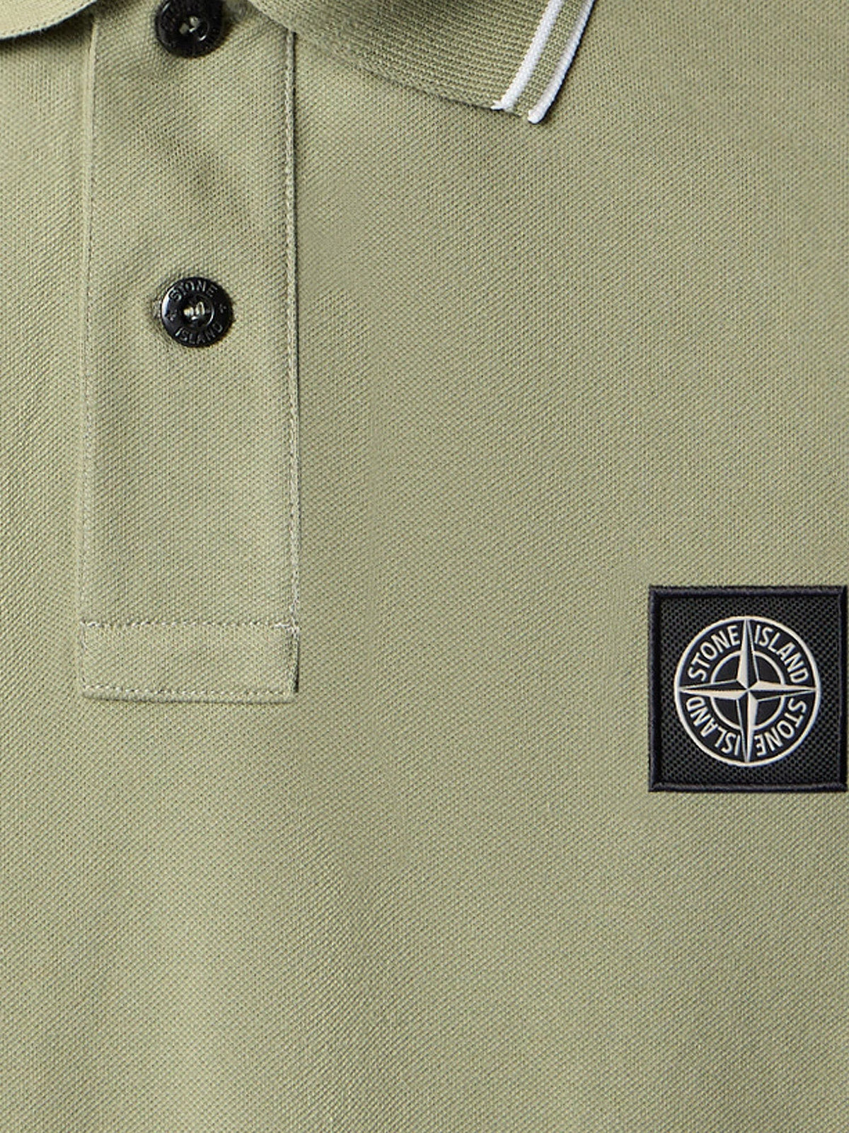 Stone Island Men's Stretch Organic Cotton Polo Shirt Green, view 3