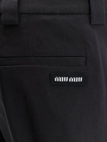 Miu Miu Women's Stretch Poplin Trousers Black