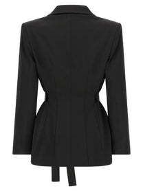 Elisabetta Franchi Stretch Satin Blazer Black